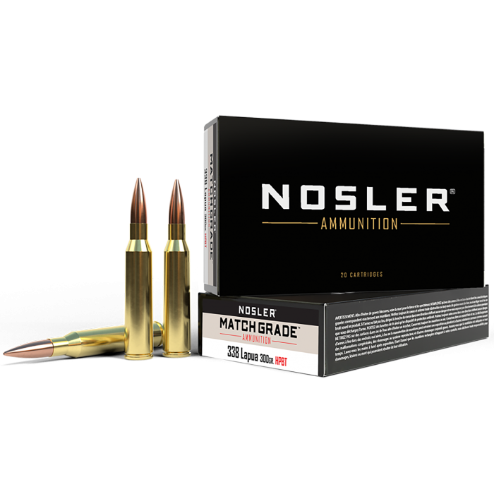 Nosler Match Grade 338 Lapua Mag 300 Grain Custom Competition Hollow Point Boat Tail