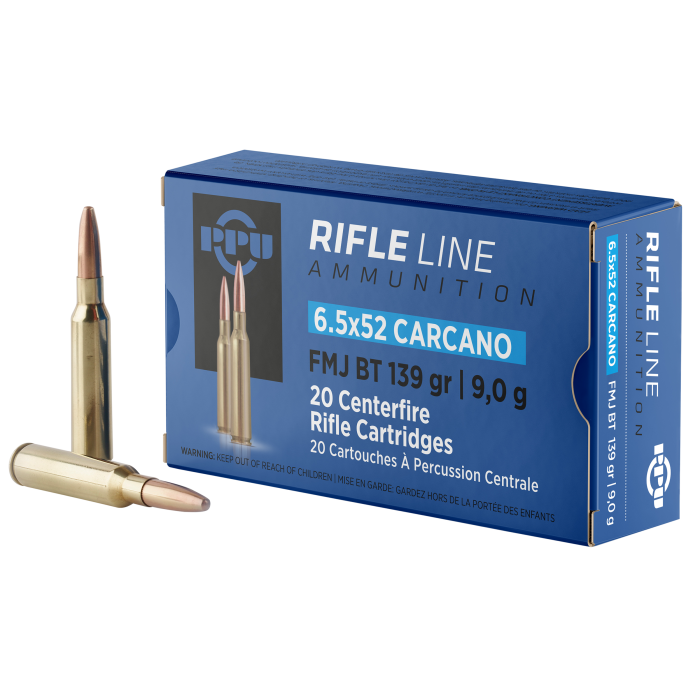 PPU Metric Rifle 6.5x52mm Carcano 139 Gr FMJ BT 20 Rounds