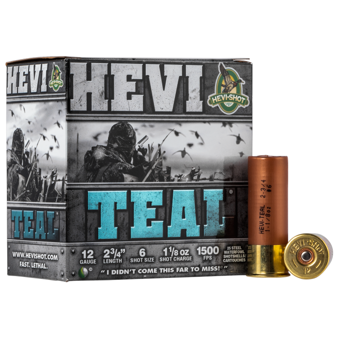 Hevishot Hevi-teal 12 Gauge 2.75 1 1/8 oz 6 Shot HS61226 Hevishot Hevi-teal 12 Gauge 2.75 1 1/8 oz 6 Shot HS61226