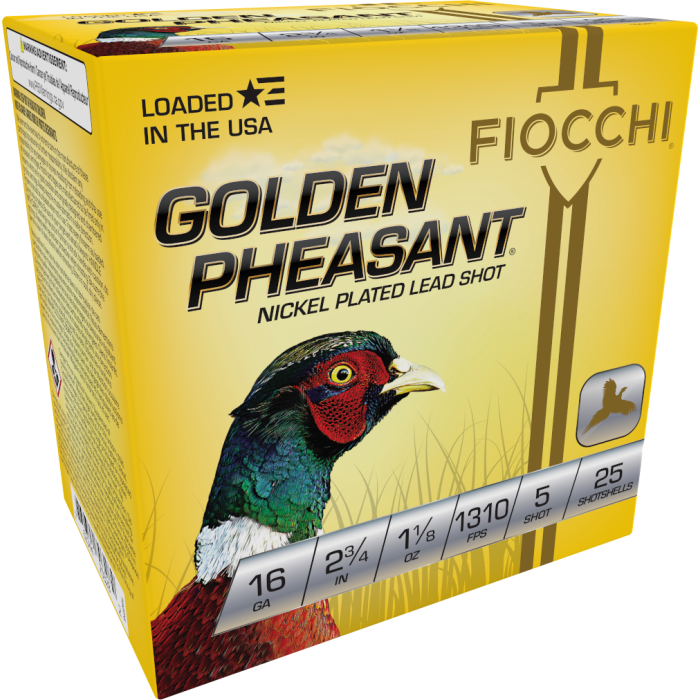 Fiocchi Golden Pheasant 16 Gauge 2.75 1 1/8 oz 5 Shot 16GP5 Fiocchi Golden Pheasant 16 Gauge 2.75 1 1/8 oz 5 Shot 16GP5