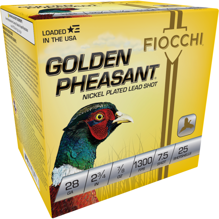 Fiocchi Golden Pheasant 28 Gauge 2.75 7/8 oz 7.5 Shot 28GP75