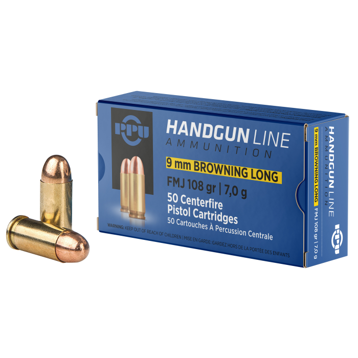 Ppu Handgun 9mm Browning Long 108 Gr FMJ Ppu Handgun 9mm Browning Long 108 Gr FMJ