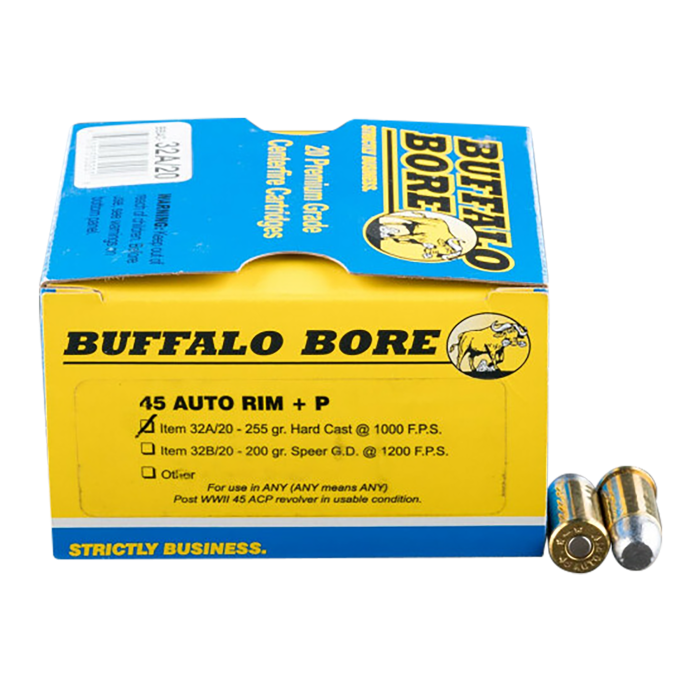 Buffalo Bore Ammunition Personal Defense 45 Auto Rim 255 Gr Hard Cast Flat Nose