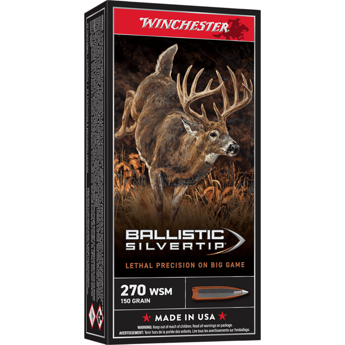 Winchester Ballistic Silvertip 270 WSM 150 Gr Rapid Controlled Expansion Polymer Tip