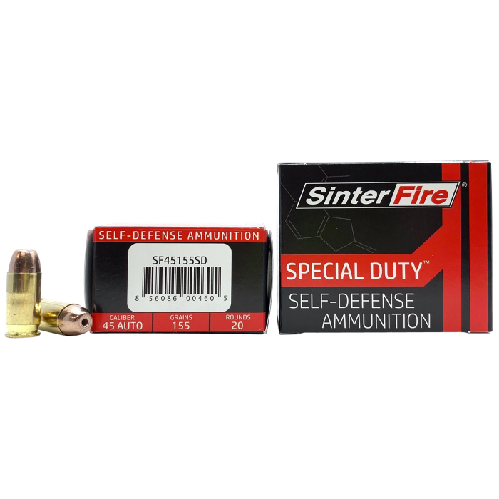 Sinterfire Special Duty (sd) 45 ACP 155 Grain Lead Free Frangible Hollow Point SF45155SD Sinterfire Special Duty (sd) 45 ACP 155 Grain Lead Free Frangible Hollow Point SF45155SD