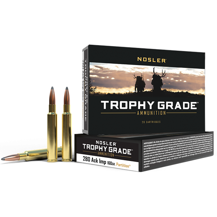 Nosler Trophy Grade 280 Ackley Improved 160 Gr Nosler Spitzer Partition Nosler Trophy Grade 280 Ackley Improved 160 Gr Nosler Spitzer Partition