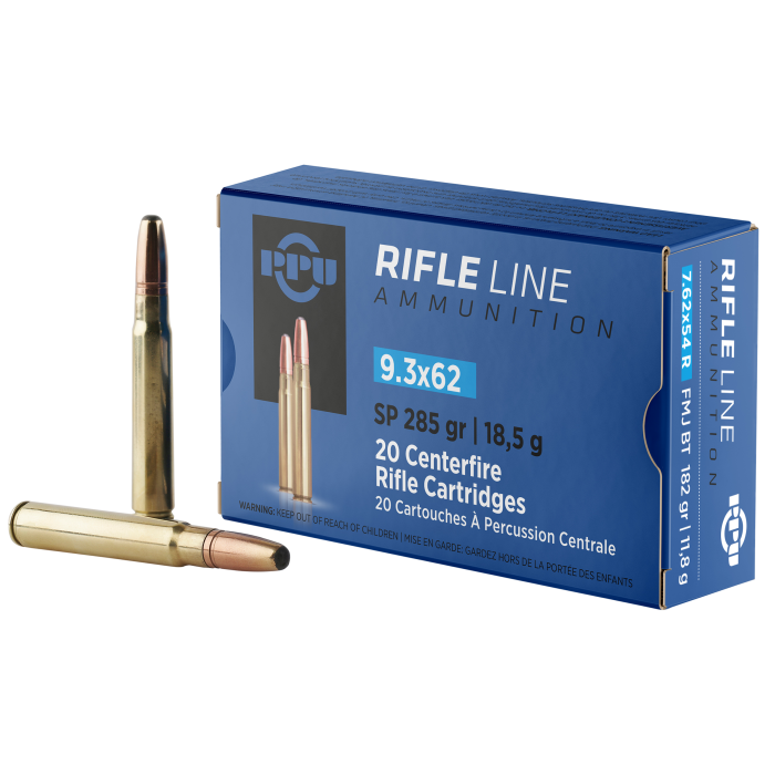 PPU Metric Rifle 9.3x62 Mauser 285 Gr SP 20 Rounds