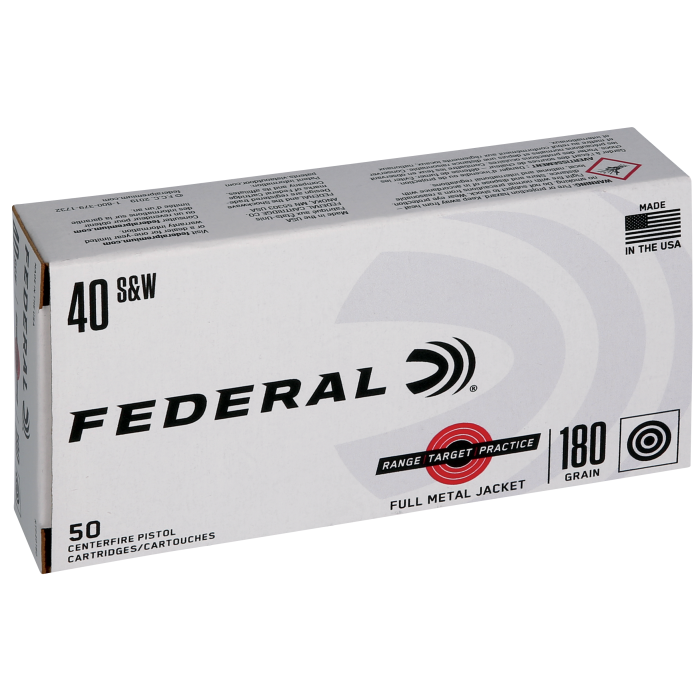 Federal Range & Target 40 S&W 180 Grain FMJ RTP40180 Federal Range & Target 40 S&W 180 Grain FMJ RTP40180