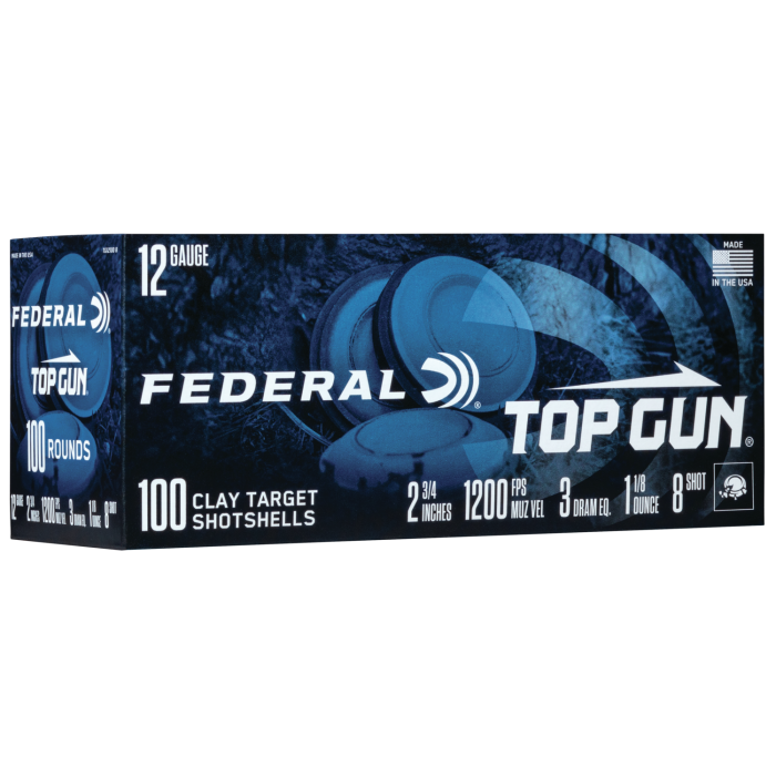 FEDERAL TOP GUN 12 GAUGE 2.75 1 1/8 OZ 7.5 SHOT (100 SHELLS) FEDERAL TOP GUN 12 GAUGE 2.75 1 1/8 OZ 7.5 SHOT (100 SHELLS)