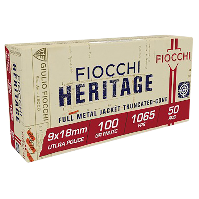 Fiocchi Heritage 9x18mm Ultra 100 Gr FMJ Truncated Cone