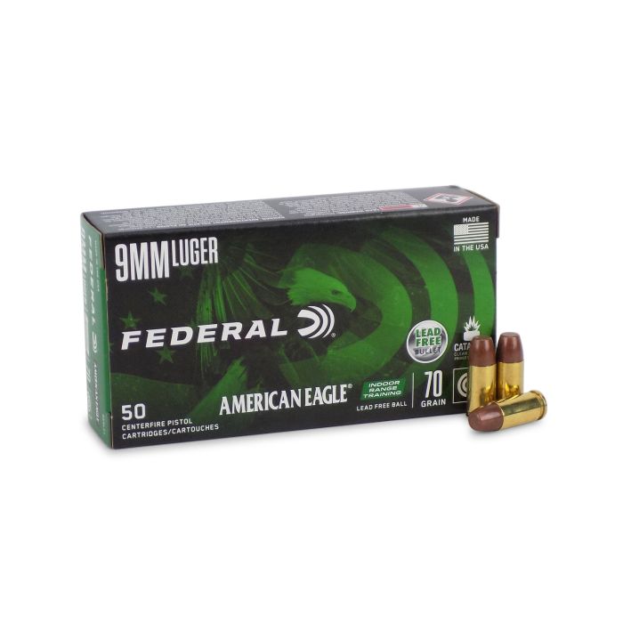 AE9LF1 Federal American Eagle Indoor Range Training 9mm 70 Grain Lead Free Ball
