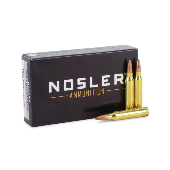 Nosler Match Grade 20 Rounds 223 Remington 77 Grain Custom Competition HPBT Ammo