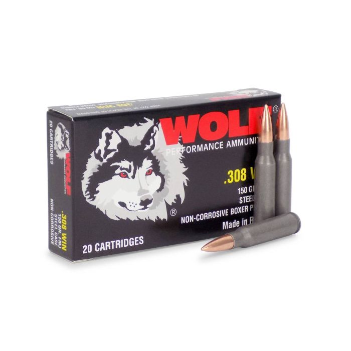 308WFMJ Wolf Performance 308 Winchester 150 Grain FMJ