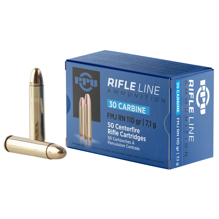 PPU Standard Rifle 30 Carbine 110 Gr FMJ RN 50 Rounds