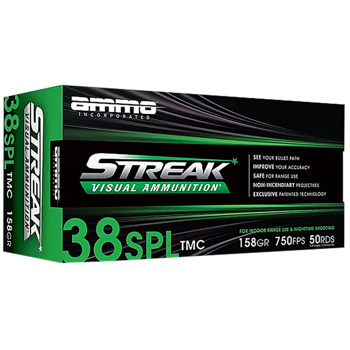 Ammo Inc Streak Visual Green 38 Special 158 Gr TMC 50 Rounds Ammo Inc Streak Visual Green 38 Special 158 Gr TMC 50 Rounds