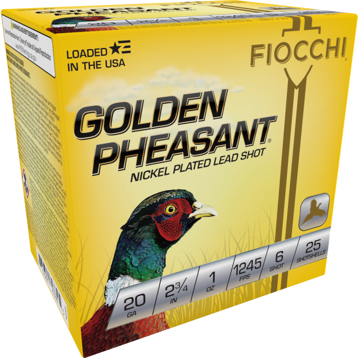 Fiocchi Golden Pheasant 20 Gauge 2.75 1 oz 6 Shot 20GP6