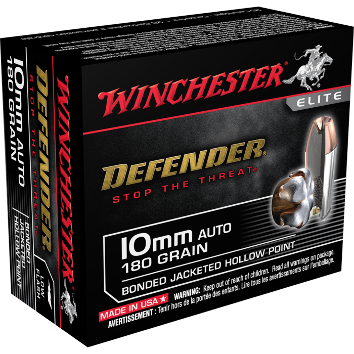 Winchester Defender 10mm 180 Grain Bonded JHP S10MMPDB Winchester Defender 10mm 180 Grain Bonded JHP S10MMPDB