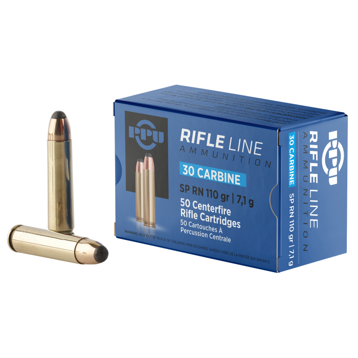 PPU Standard Rifle 30 Carbine 110 Gr SP RN 50 Rounds