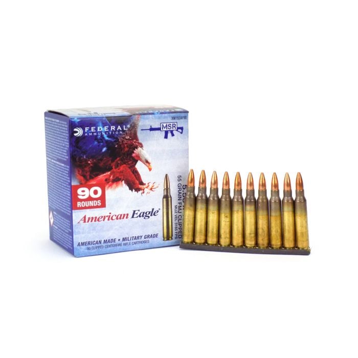 Federal XM193 American Eagle 5.56 NATO 55 Grain FMJ 90 Rounds