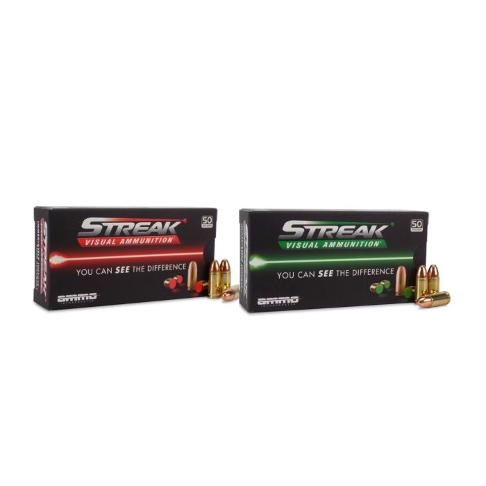 Ammo Inc. STREAK Holiday Bundle Red and Green 9mm 115 Grain Non-Incendiary Tracer