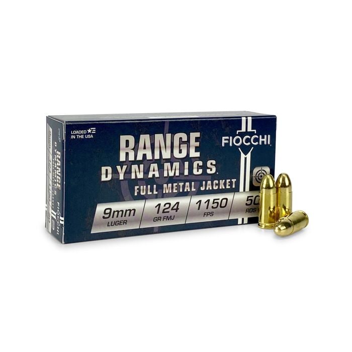 Fiocchi 9mm ammo, fio9apb, 9mm luger ammo, 9mm training rounds, handgun ammo, fmj