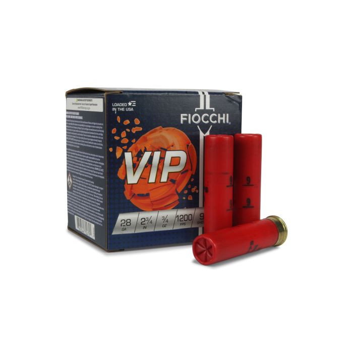 Fiocchi, Exacta VIP Target, 28 Gauge, 9 Shot, fiocchi vip target, shotgun ammo, ammo for sale, Ammunition Depot