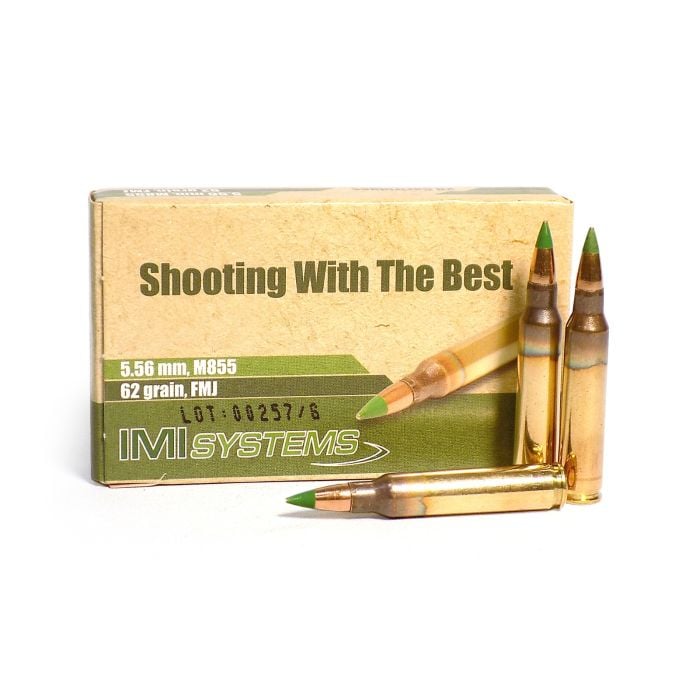 IMI Systems 5.56 NATO 62 Grain M855 Green Tip FMJ | 223/5.56 Ammo IMI Systems 5.56 NATO 62 Grain M855 Green Tip FMJ | 223/5.56 Ammo