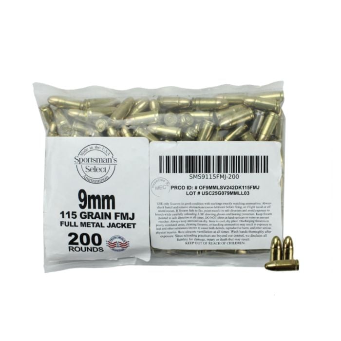 Sportsman's Select Remanufactured 9mm 115 Gr FMJ (200 Rounds)