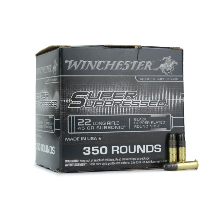 Winchester Super Suppressed 22 LR 45 Gr Subsonic Copper Plated RN