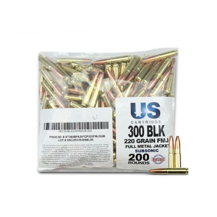 US Cartridge 300 Blackout 220 Gr Subsonic FMJ (200 Rounds) US Cartridge 300 Blackout 220 Gr Subsonic FMJ (200 Rounds)