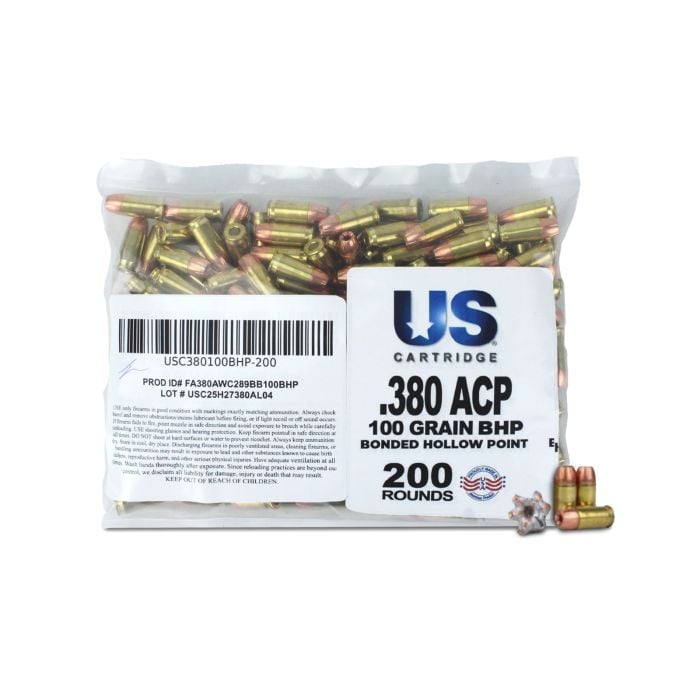 US Cartridge 380 ACP 100 Gr Bonded HP