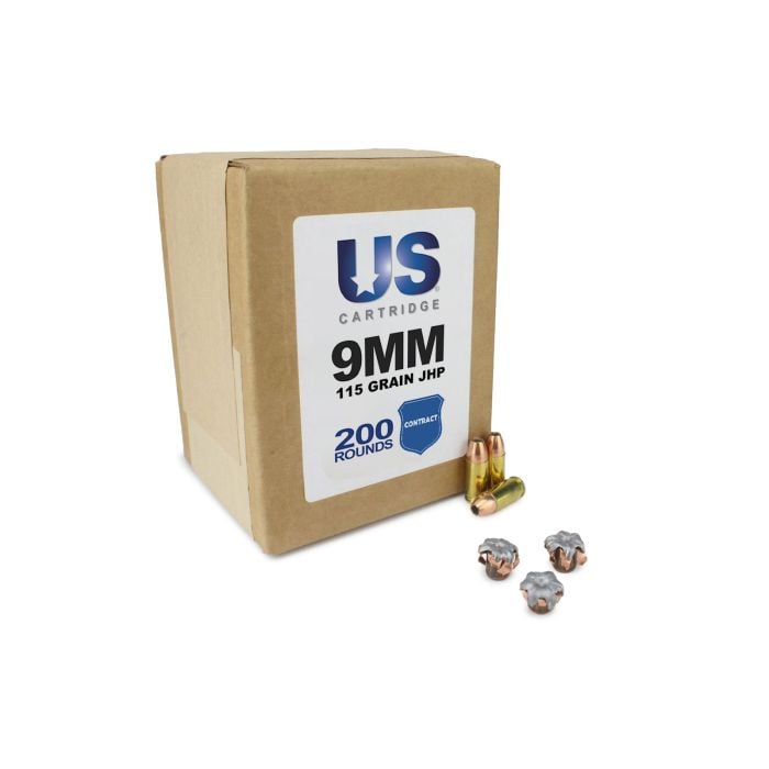 US Cartridge 9mm 115 Gr JHP (LE Contract Overrun) (200 Rounds) US Cartridge 9mm 115 Gr JHP (LE Contract Overrun) (200 Rounds)
