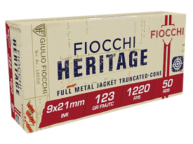 Fiocchi Heritage 9x21mm IMI 123 Gr FMJ Truncated Cone Ammo