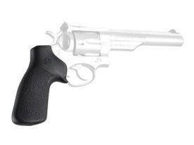 Hogue Over-Molded Rubber Grip - Ruger GP100/Super Redhawk, No Finger Grooves, Black