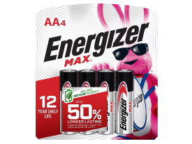 Energizer Max AA 1.5V Alkaline Batteries, 4-Pack