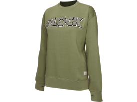 Glock Ladies Crewneck Raglan Fleece Sweeter, Size Lrg (OD Green)