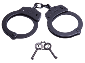 Uzi Black Double-Locking Stainless Steel Handcuffs