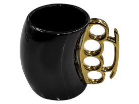 Caliber Gourmet Black/Gold Brass Knuckle Ceramic Mug
