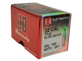 Hornady 22 Caliber (.224'') 73gr Eld Match 100/box