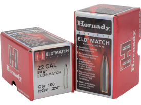 Hornady 22 Caliber (.224'') 80gr Eld Match 100/box