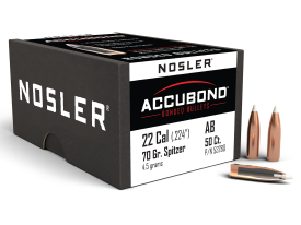 Nosler 22 Caliber 70gr AccuBond Spitzer 50/Box