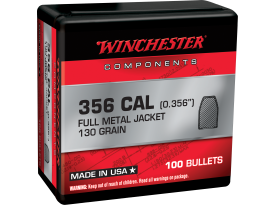 Winchester 38 Cal 130gr FMJ Centerfire Handgun Projectiles 100ct