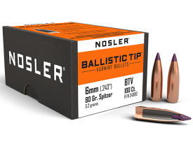 Nosler 6mm 80gr Ballistic Tip Varmint Spitzer 100/Box