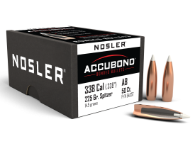 Nosler 338 Cal 225gr AccuBond Spitzer 50/Box