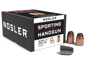 Nosler 45 Colt 250gr JHP Sporting Revolver Projectiles 100/Box