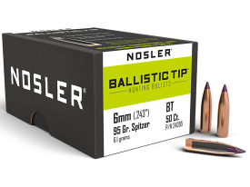 Nosler 6mm 95gr Ballistic Tip Spitzer Hunting Projectiles