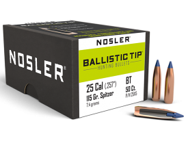 Nosler 25 Cal 115gr Ballistic Tip Hunting Projectiles 50ct