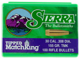 Sierra 30 Caliber 155gr Tipped MatchKing Projectiles 100/Box