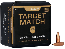 Speer 22 Caliber 52gr HPBT Target Match Projectiles 100ct