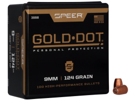 Speer Gold Dot 9mm 124gr Hollow Point 100/Box